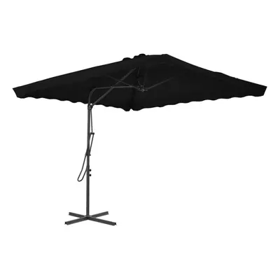 vidaXL Garden Parasol with Steel Pole Sunshade Outdoor Umbrella Canopy Black