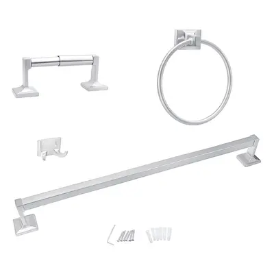 4 PCS Towel Bar Set Bath Accessory Bathroom Hardware Kit Brushed Holder