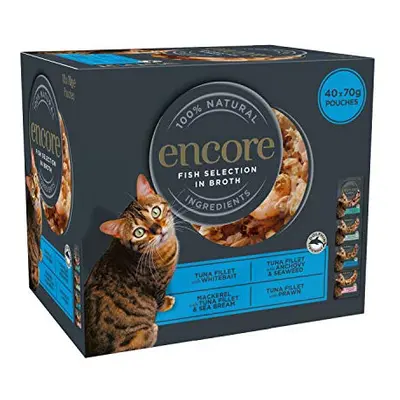 ENCORE 100% Natural Wet Cat Food, Multipack Fish Selection in Broth 4x x gÃÃÂ Pouch (Total Pou