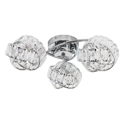 Modern Way Chrome & Clear Acrylic Jewel Intertwined Rings Design Flush Ceiling Light - Complete 