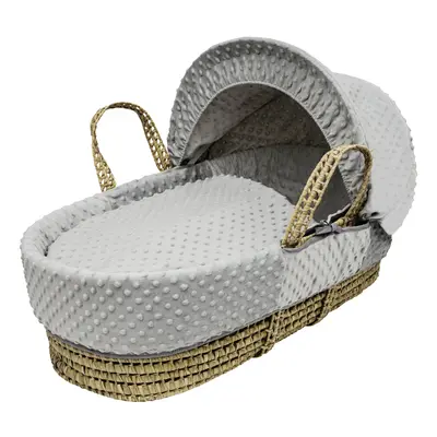 Grey Dimple Palm Moses basket With Mattress, Padded Liner And Hood