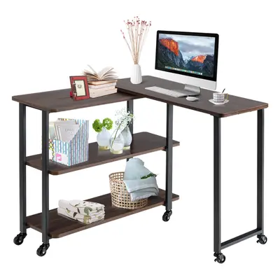 Movable Couch Sofa Side Table w/6 Universal Casters Study Workstation