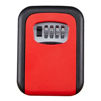 (Red) Digits Password Key Box Decoration Password Lock Key Storage Box Wall Mounted