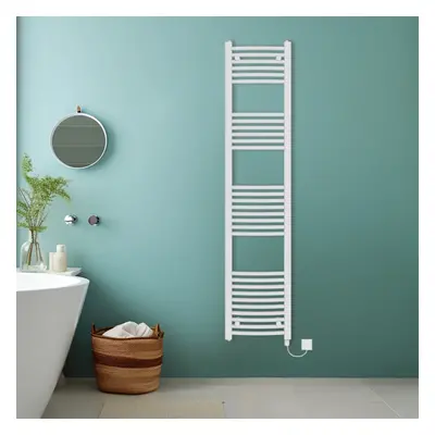 (White, 1800x400mm) Bathroom Curved Prefilled Electric Heated Towel Rail Ladder Warmer Radiator