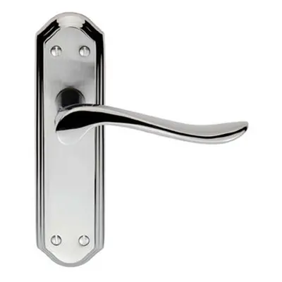 PAIR Curved Lever on Sculpted Latch Backplate x 48mm Satin/Polished Chrome