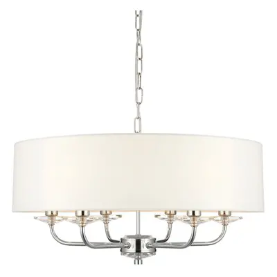 Multi Light Ceiling Pendant Bulb NICKEL & WHITE Chandelier Large Shade Lamp