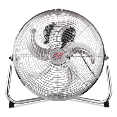 NETTA 12" Gym Floor Fan with Blades - Speeds And Tilt - Chrome