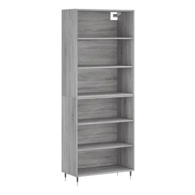 (grey sonoma, shelves) vidaXL Highboard Sideboard Storage Cabinet High Gloss White Engineered Wo