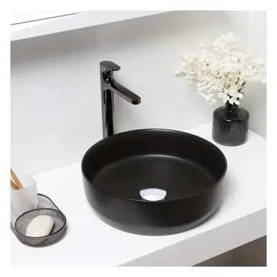 Round Black Ceramic Countertop Basin Bathroom Sink W mm