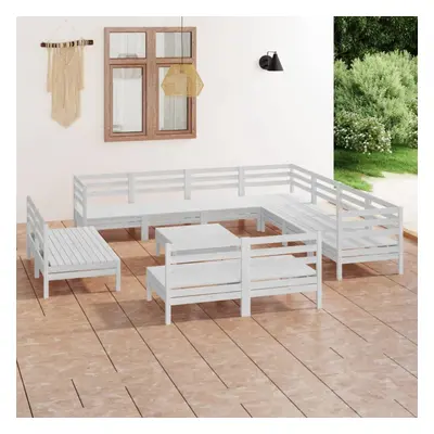 vidaXL Garden Lounge Set Outdoor Lounge Set Piece Solid Wood Pine White