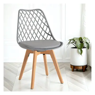 6x Alma Dining Chairs In Grey With Wooden Legs