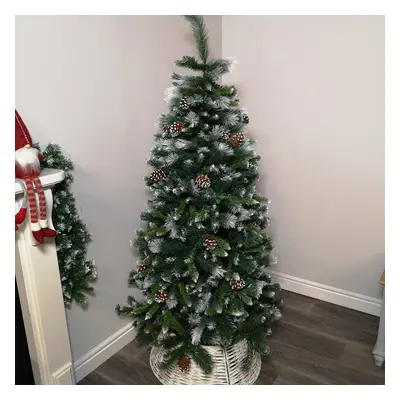 Snowtime 6ft (1.8m) Frosted Glacier Pine Christmas Tree Snow Tipped & Pine Cones