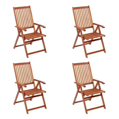 vidaXL 4x Solid Acacia Wood Folding Garden Chairs Wooden Outdoor Dining Seat