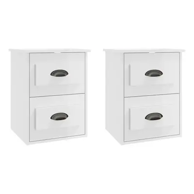 (high gloss white, pcs) vidaXL Wall-mounted Bedside Cabinets Floating Storage Cabinets Hanging C