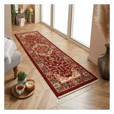 (Red / Cream, 68x235cm Runner) Luxury Wool Traditional Rug Carpet Vintage Oriental Rugs Runner S