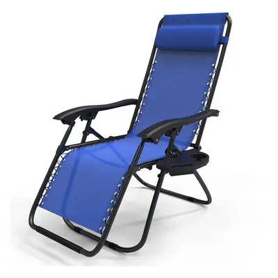 VOUNOT Zero Gravity Chairs, Garden Sun Loungers with Cup and Phone Holder, Blue