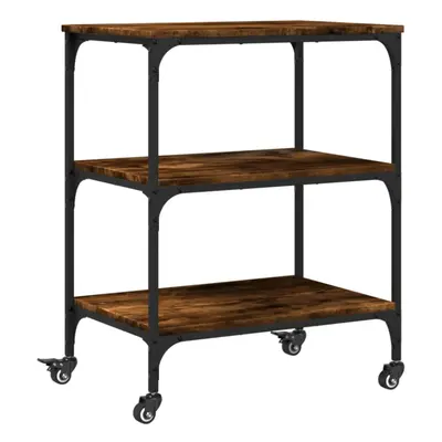 vidaXL Kitchen Trolley Rolling Cart Storage Cart Smoked Oak Engineered Wood