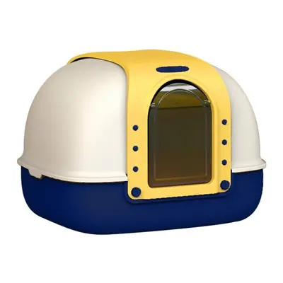 (Yellow) Cat Litter Box Double-Sided Flap Fully Enclosed Cat Bedpans