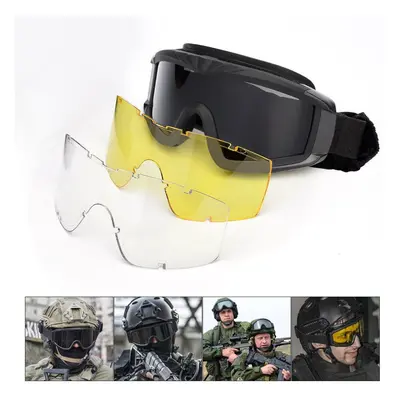 (Black) Military Airsoft Tactical Goggles Shooting Glasses Motorcycle Windproof Wargame