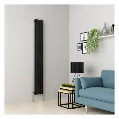 (1800 x 237mm Single, Black) Oval Tube Designer Radiator