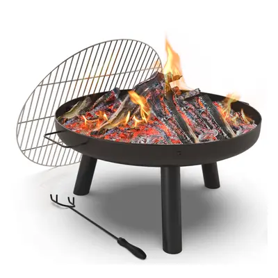 VOUNOT Fire Pit for Garden Patio Heater Charcoal Log Wood Burner Fire Bowl 60cm