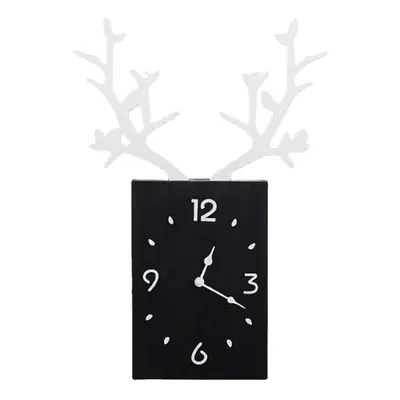 (Black) x 35cm Simple Wooden Antler Wall Clock Roman Numerals Wall Home Office Decor