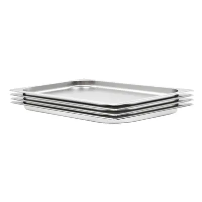 vidaXL 4x Gastronorm Containers GN 1/1 20mm Stainless Steel Stackable Tray Pan