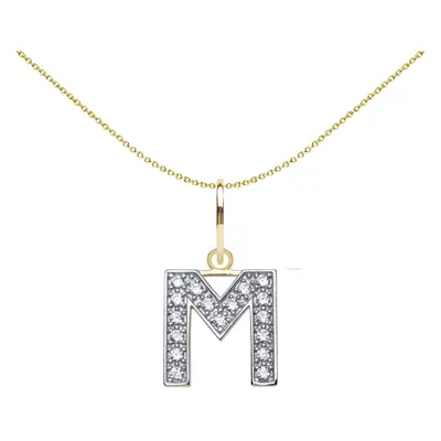 Jewelco London Solid 9ct Yellow and White Gold Cubic Zirconia 10mm San Serif Block Font Initial 