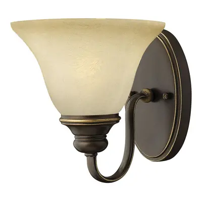 Wall Light Sconce Faux Alabaster Glass Uplighter Antique Bronze LED E27 60W