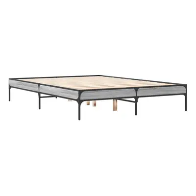 (grey sonoma, x cm) vidaXL Bed Frame Home Bed Base Mattress Foundation Engineered Wood and Metal