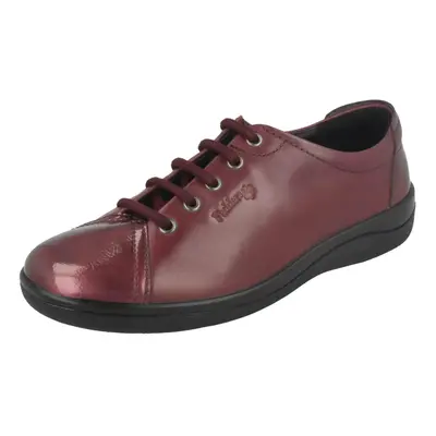 (UK 5, Wine (Red)) Ladies Padders Lace Up Everyday Flats Galaxy - E Fit