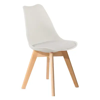 (White) x Charles Jacobs Dining Chairs Beech Wood Legs Tulip Design Furniture Set