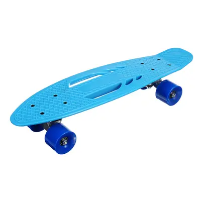 (Blue) 22Inch Unisex Children Adults Skateboards Hollow Design Skate Board Deck Strong Pulley Wh