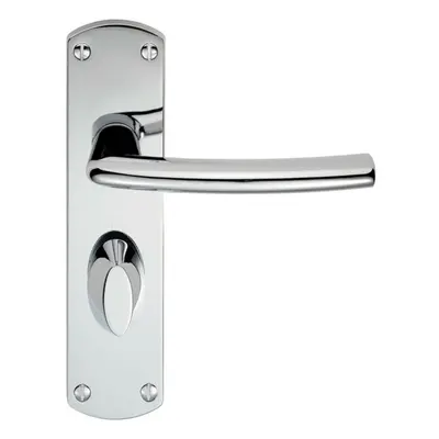 Curved Bar Lever on Bathroom Backplate Door Handle x 42mm Polished Chrome