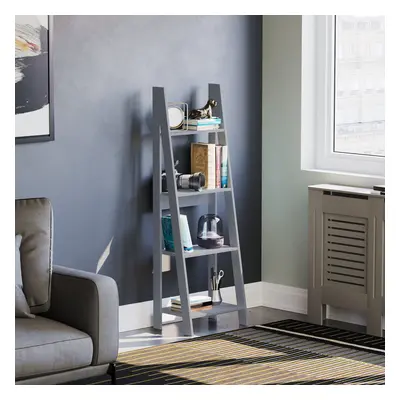 (Grey) Bristol Tier Ladder Bookcase Shelf Unit Wood