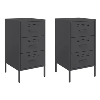 vidaXL Bedside Cabinets Bed Cabinet Nightstand pcs Black Cold-rolled Steel