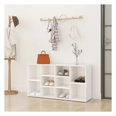 vidaXL Shoe Bench White Chipboard Shoe Cabinet Organiser Storage Rack Shelf