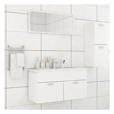 vidaXL Bathroom Furniture Set White Chipboard Wall Mirror Storage Cabinet