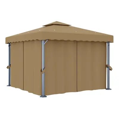 vidaXL Gazebo with Curtain 3x3 m Taupe Aluminium Garden Marquee Canopy Tent