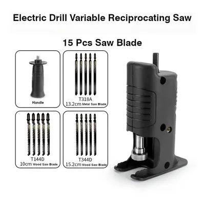 (D:Â Electric Drill Variable Reciprocating Saw+15Pcs Saw Blade) Reciprocating Saw Attachment Ada