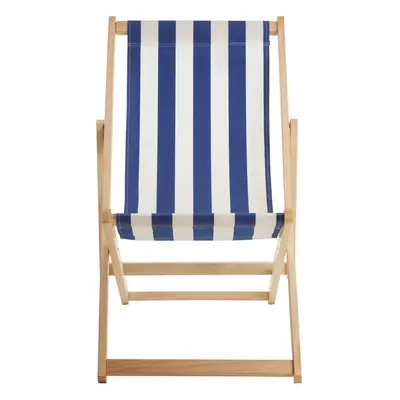 Interiors by Premier Water Resistant Navy and White Deck Chair, Durable Garden Chair, Stylish La