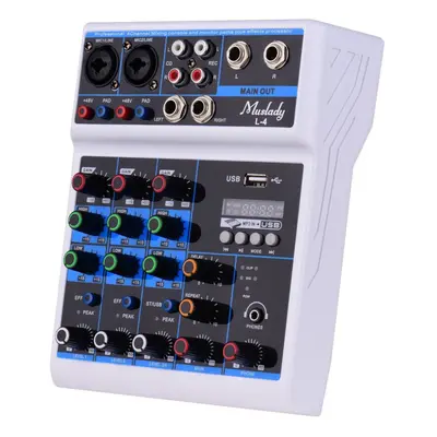 (UK Plug) 4-Channel Audio Mixer Mixing Console LED Screen