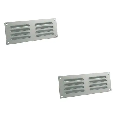 2x x 89mm Hooded Louvre Airflow Vent Satin Chrome Internal Door Plate