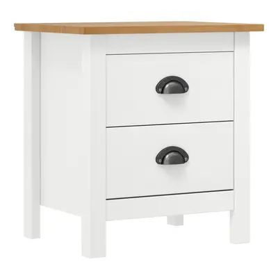 vidaXL Solid Wood Pine Bedside Cabinet Hill White Wooden Sideboard Bed Stand