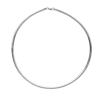 Jewelco London Ladies Sterling Silver Snake Omega Chain Choker Collarette Necklace 3.2mm 16" - G