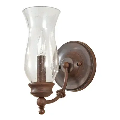 Wall Light Shapely Storm Glass Pitted Look Shade Heritage Bronze LED E14 60W