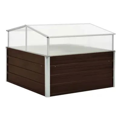 vidaXL Greenhouse Brown 100x100x85cm Durable Galvanised Steel Planter Box