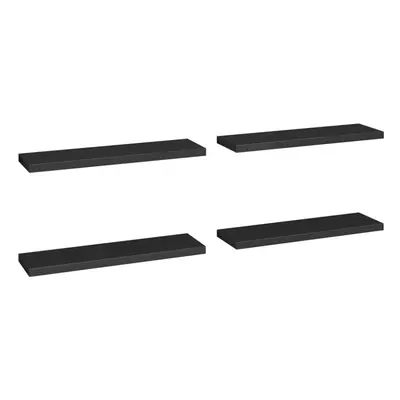 vidaXL 4x Floating Wall Shelves Black 90x23.5x3.8 cm MDF Display Hanging Rack