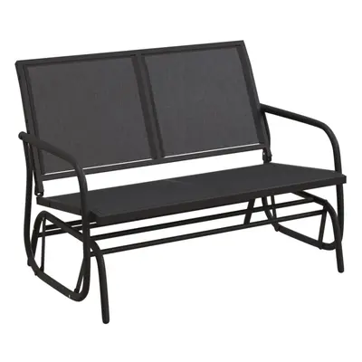 (black) vidaXL Garden Glider Bench Textilene and Steel Loveseat Bench Black/Brown