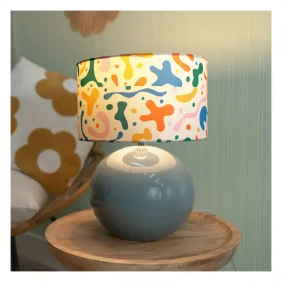 ValueLights Bosco Eucalyptus Ceramic Table Lamp with Abstract Shade